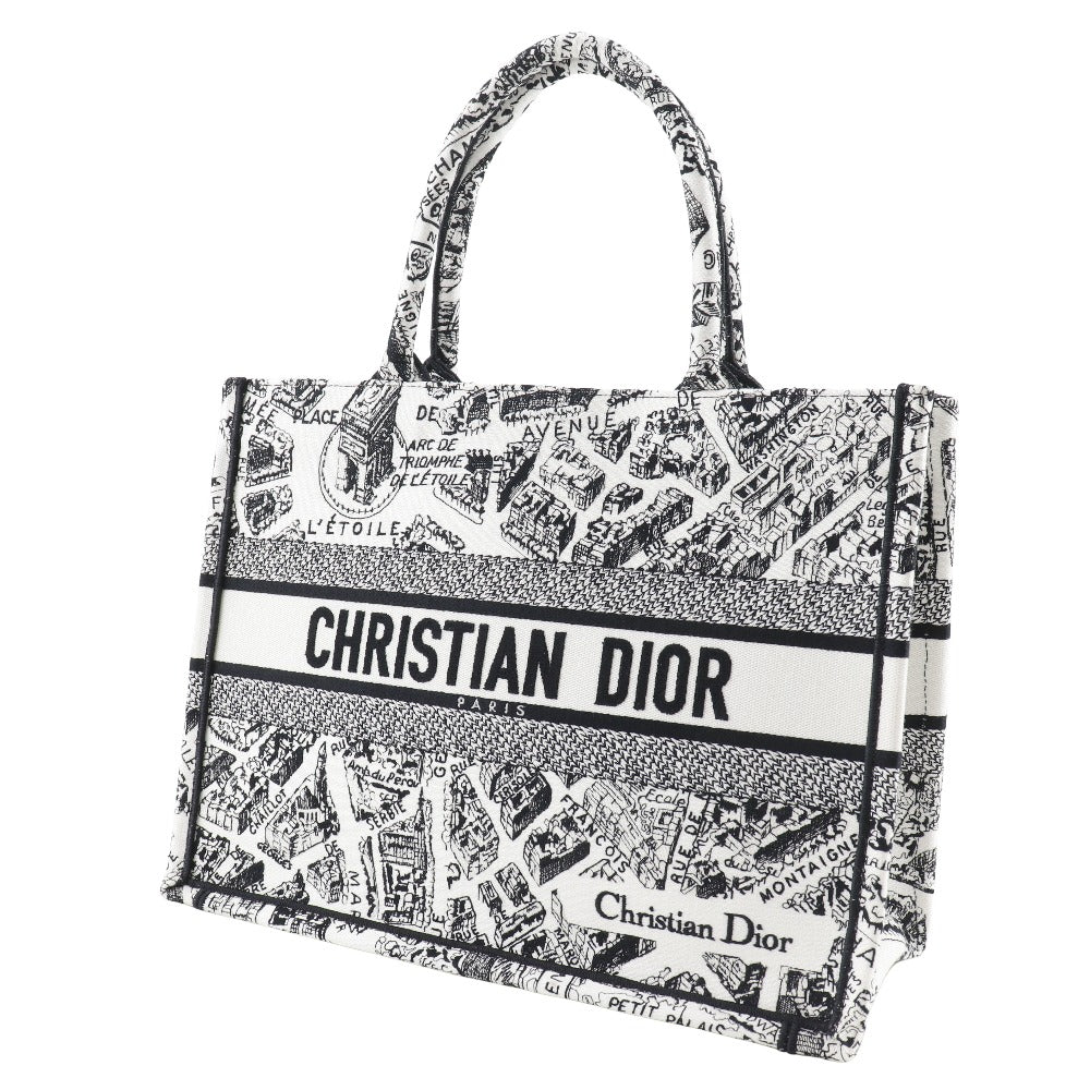 Dior Christian Tote Bag Toile De Jui Book Canvas White