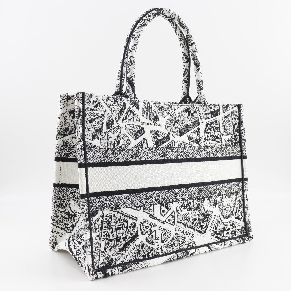 Dior Christian Tote Bag Toile De Jui Book Canvas White