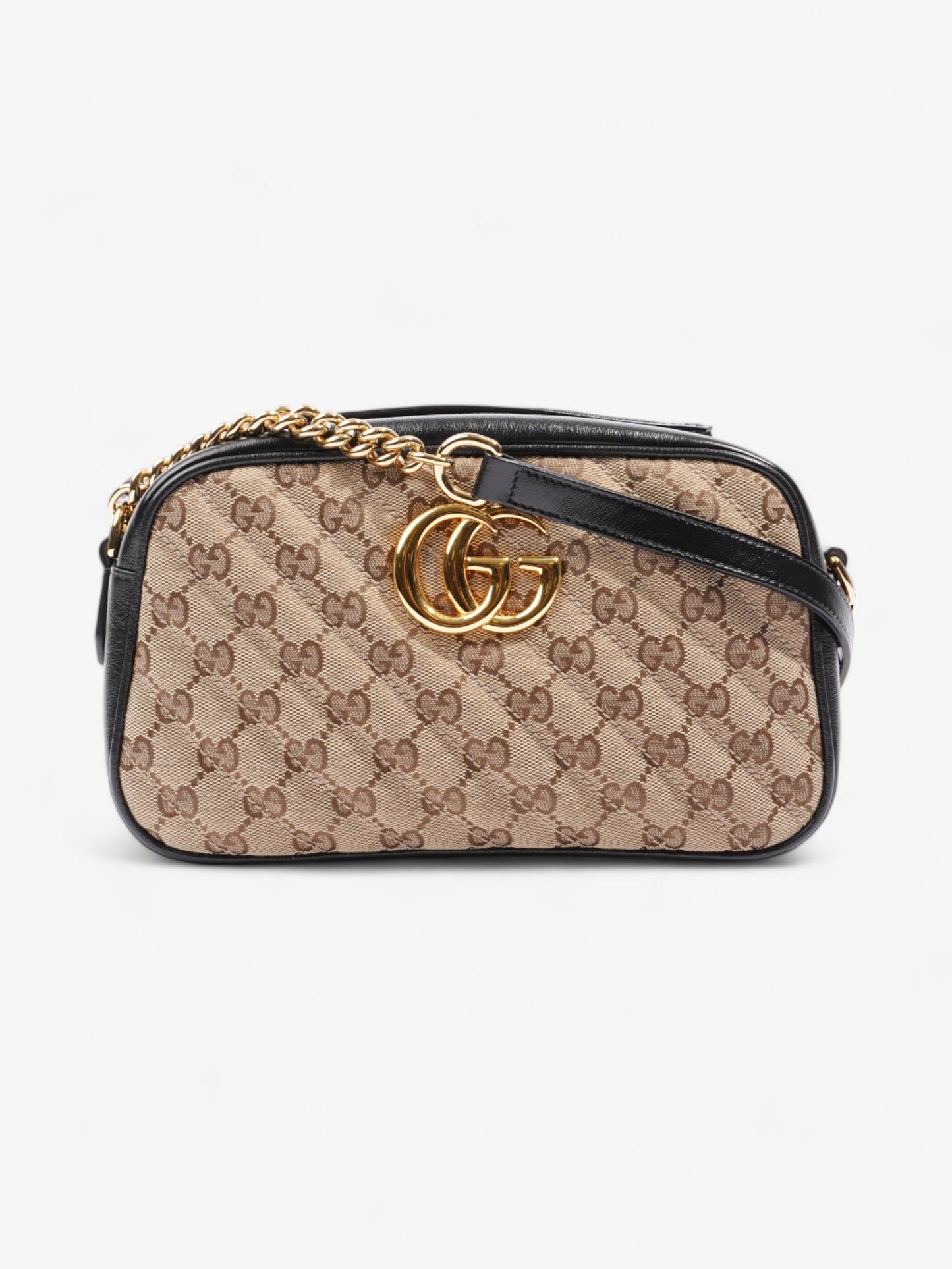 Gucci Marmont Zip Around Supreme Coated Crossbody Bag Canvas Black