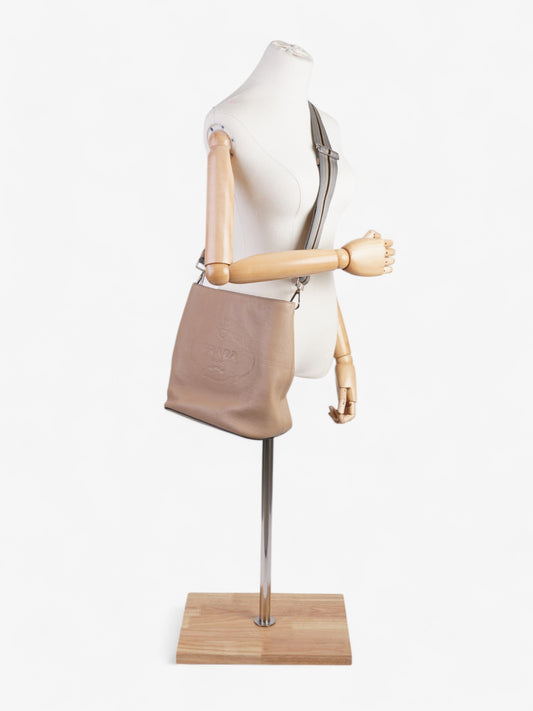 Prada Prada Logo Bucket Bag Neutral Leather Medium Crossbody Bag