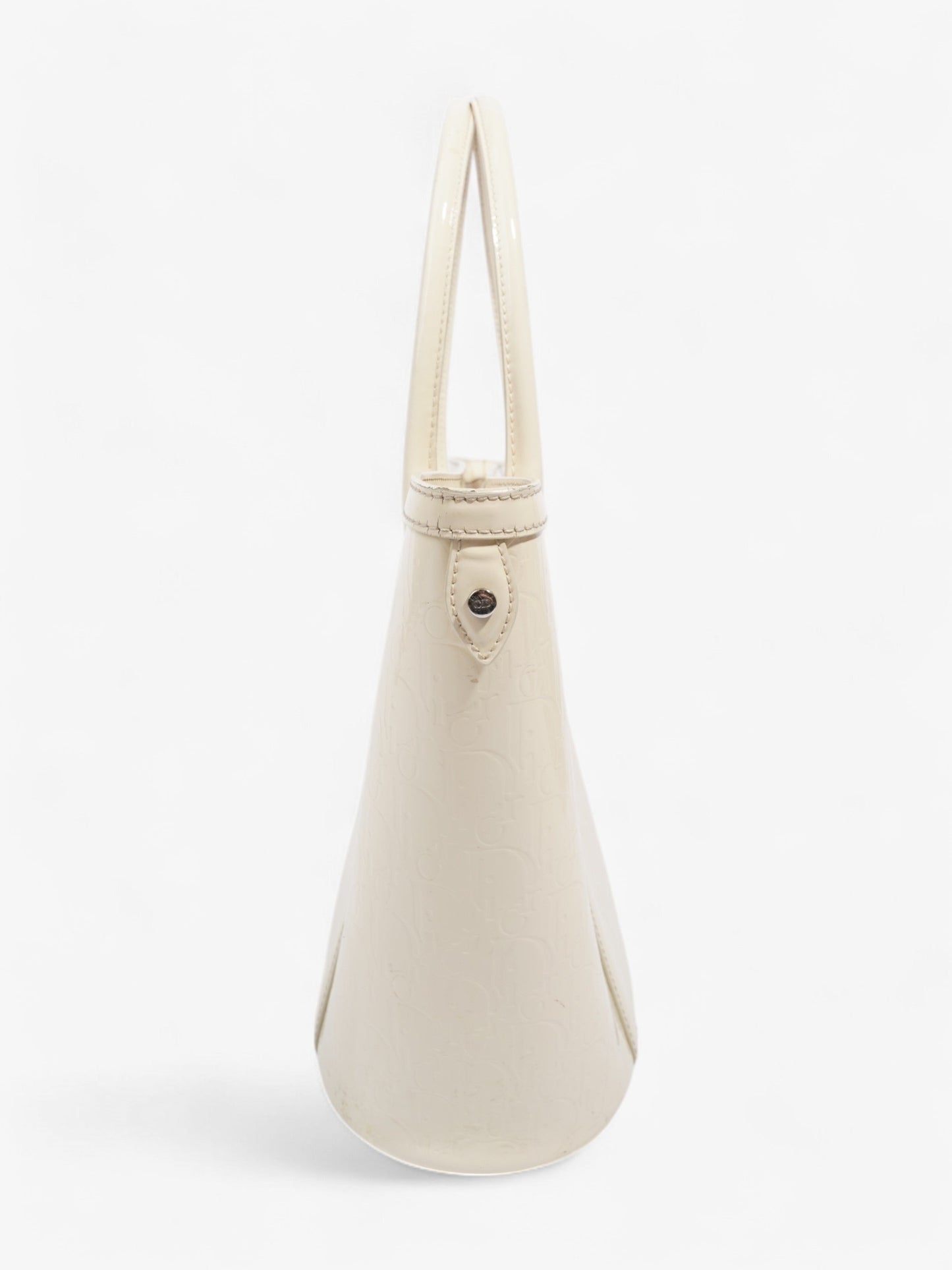 Dior Christian Tote Bag Off Leather Patent White Shoulder Bag