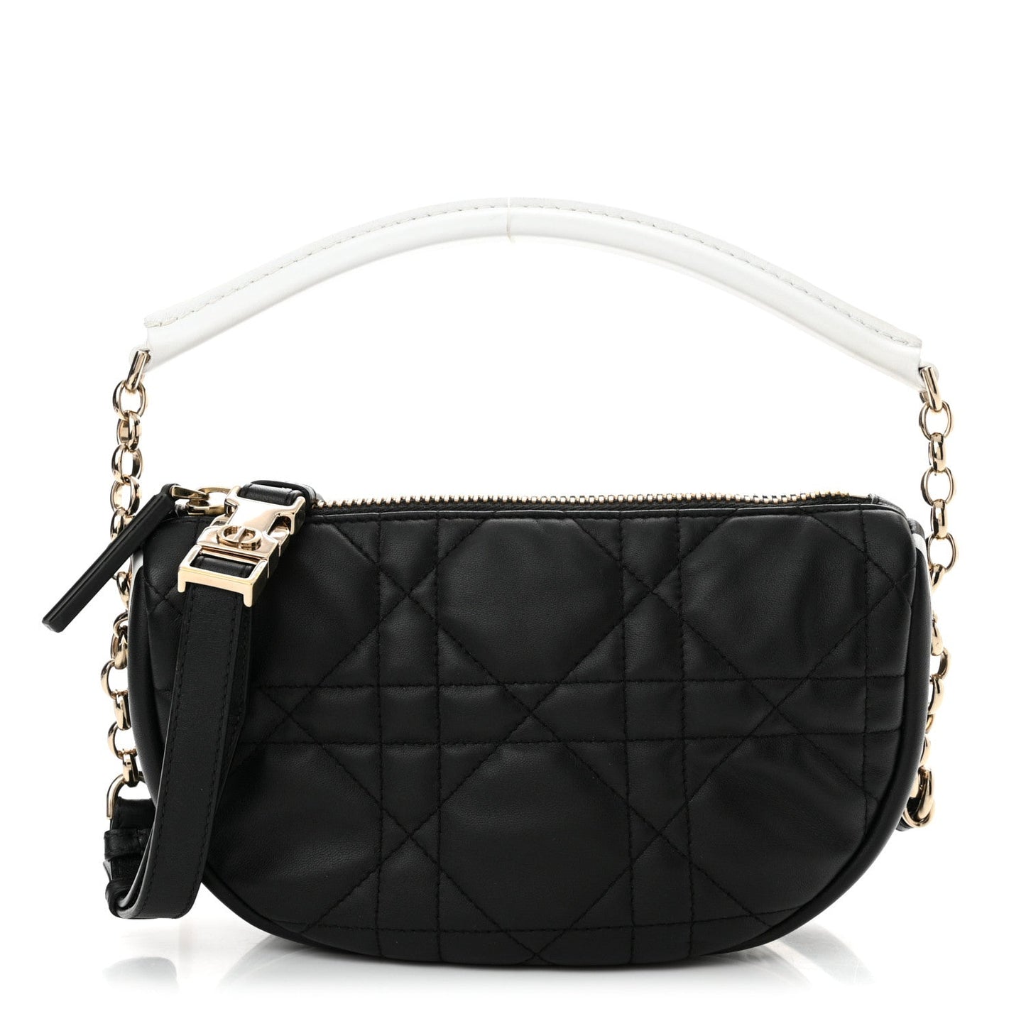 Dior Handbag Christian Cannage Vibe Hobo Bag Lambskin Black Small Shoulder Bag