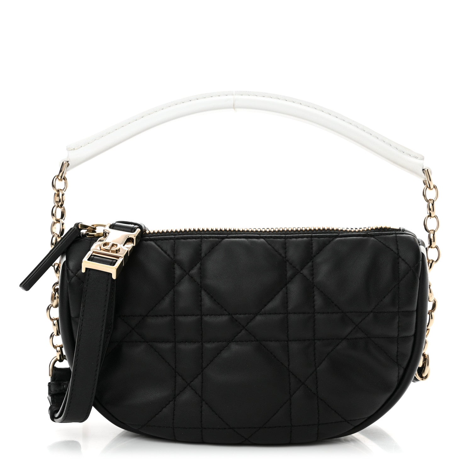 Dior Handbag Christian Cannage Vibe Hobo Bag Lambskin Black Small Shoulder Bag