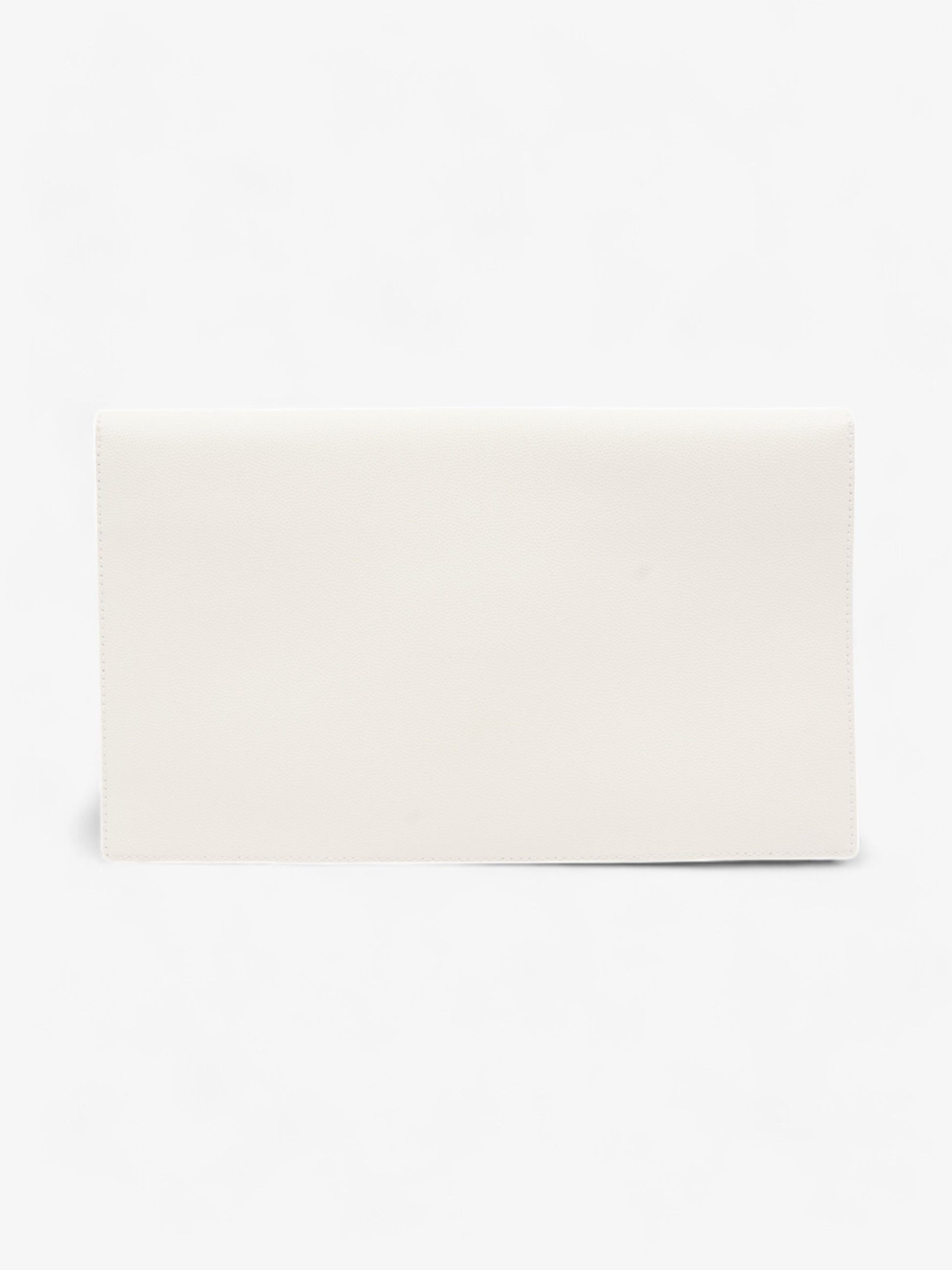 YSL Saint Laurent Uptown Clutch Grained Leather White Medium Clutch Bag