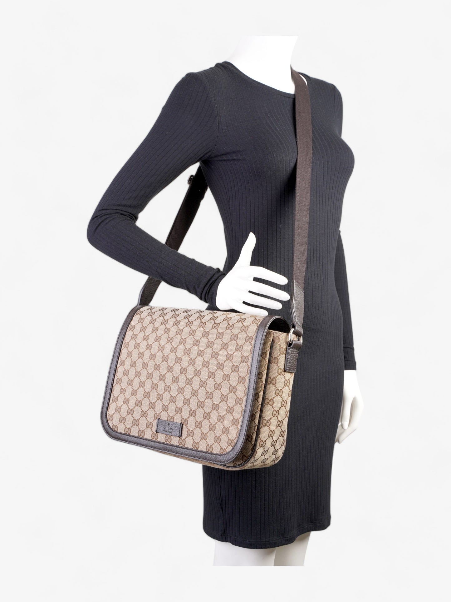 Gucci Messenger Bag Canvas Beige Shoulder Bag