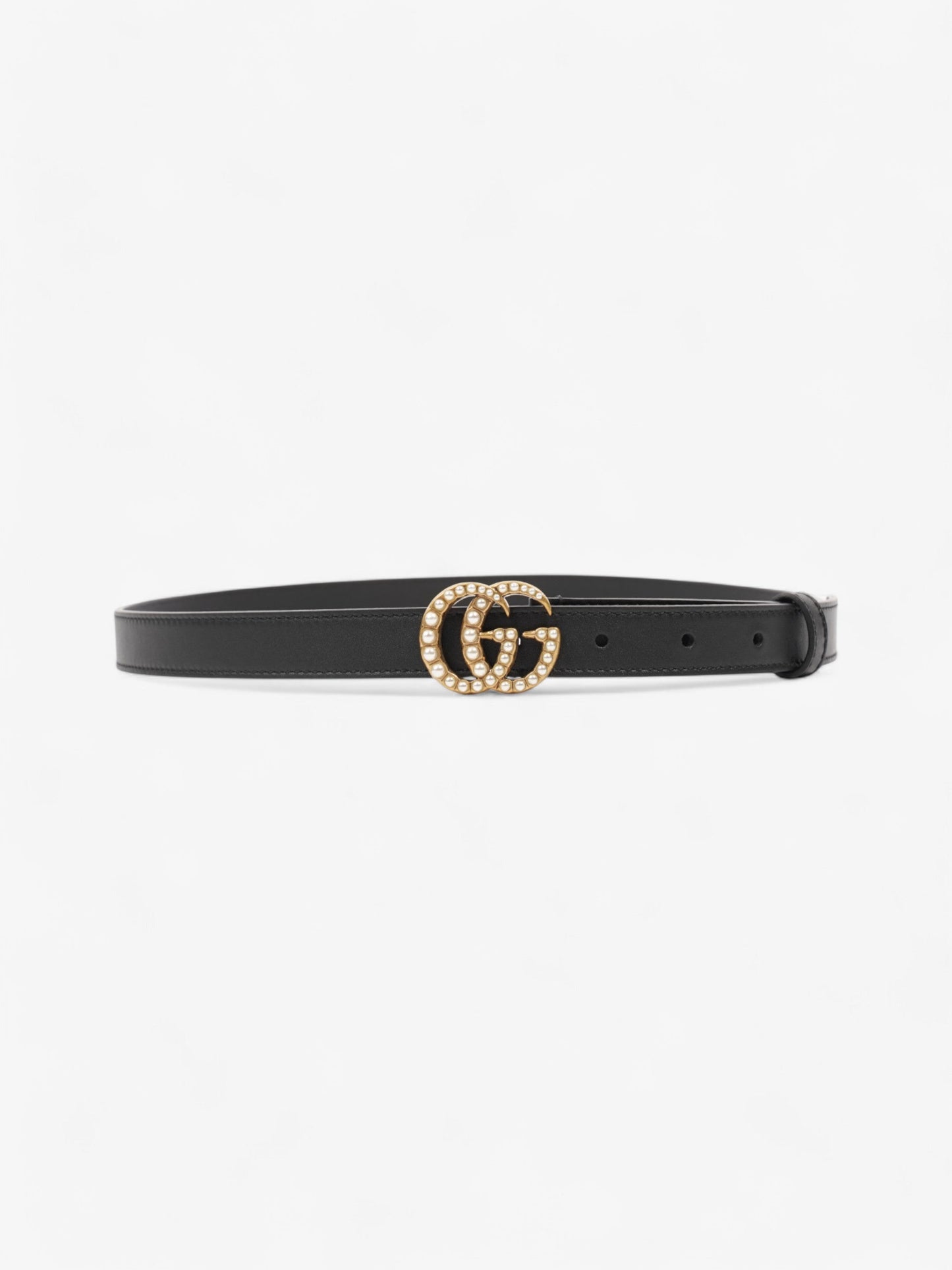 Gucci Marmont Thin Pearl Belt Pearl Handbag Leather Black Accessory