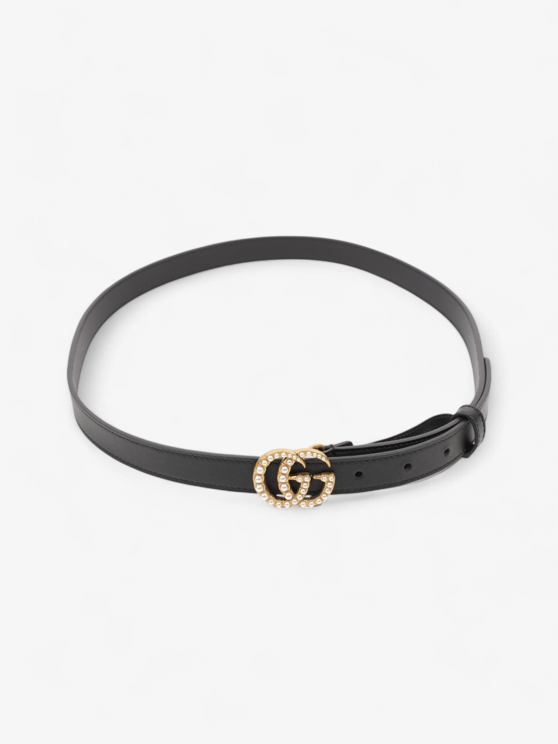 Gucci Marmont Thin Pearl Belt Pearl Handbag Leather Black Accessory