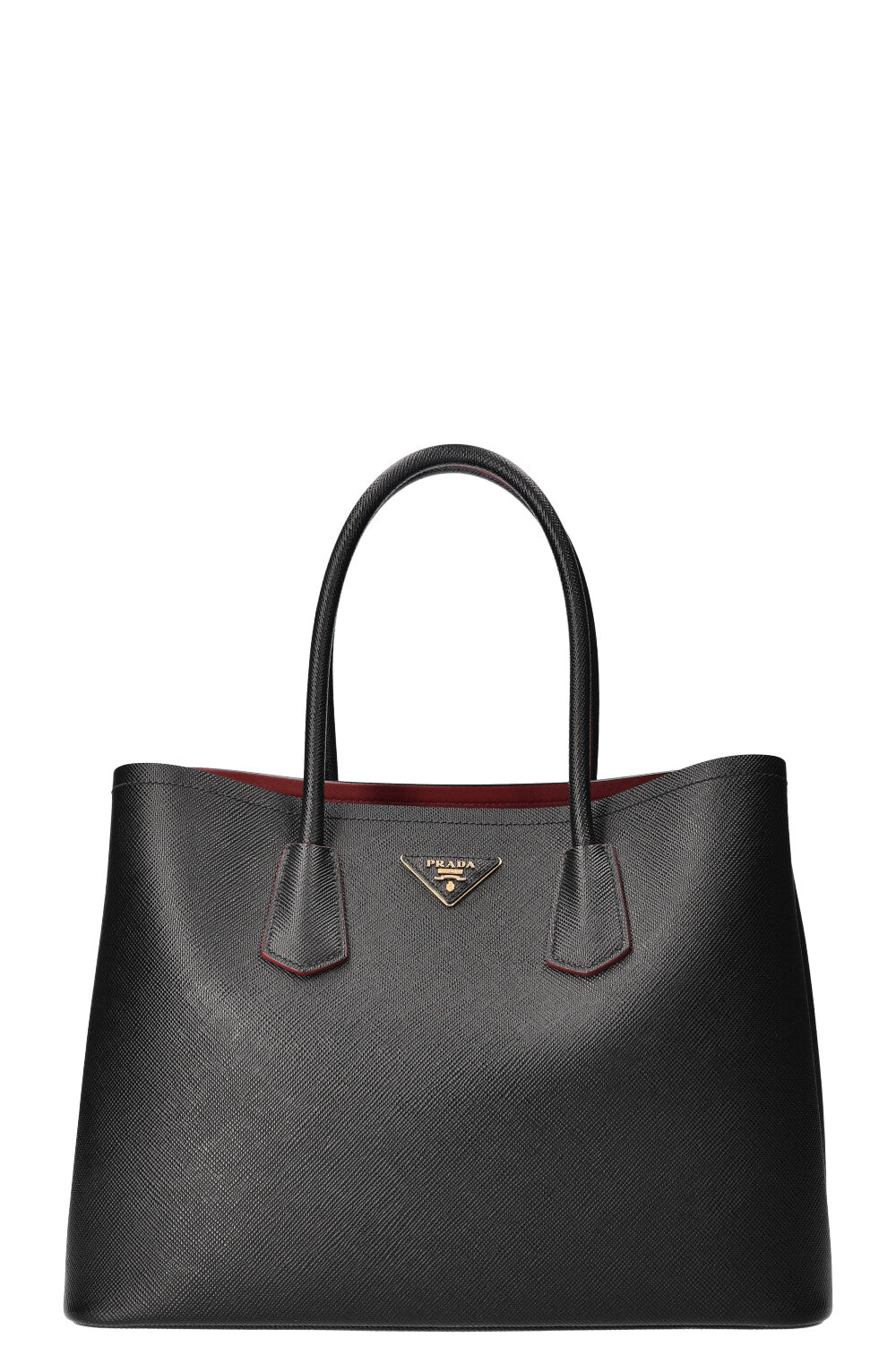 Prada Double Tote & Fiery Saffiano Black Red Tote Bag