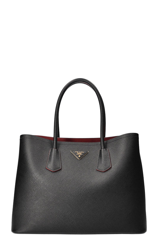 Prada Double Tote & Fiery Saffiano Black Red Tote Bag