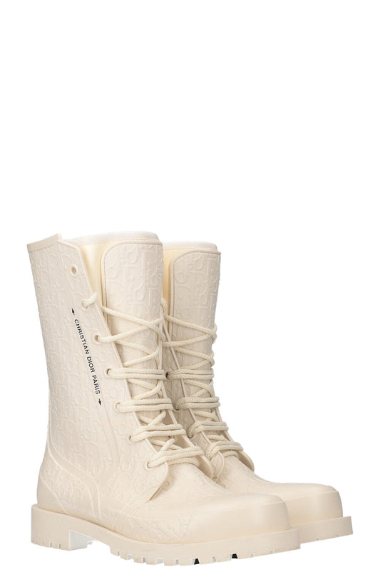 Dior Urban D-Ankle Rubber Boots Oblique Ivory Shoes