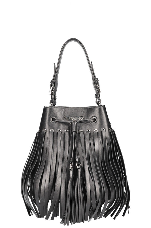 Prada Fringed Bag Black Bucket Bucket Bag
