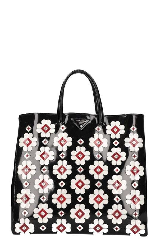 Prada Tote Bag Spazzolato Tote with Geometric Black