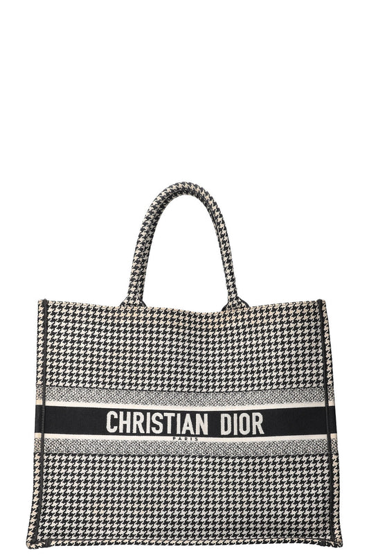 Dior Tote Bag Houndstooth Book Tote & Black White