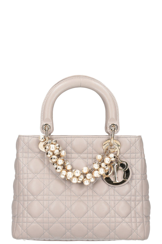 Dior Handbag Lady Bag Cannage Grey Gray Medium