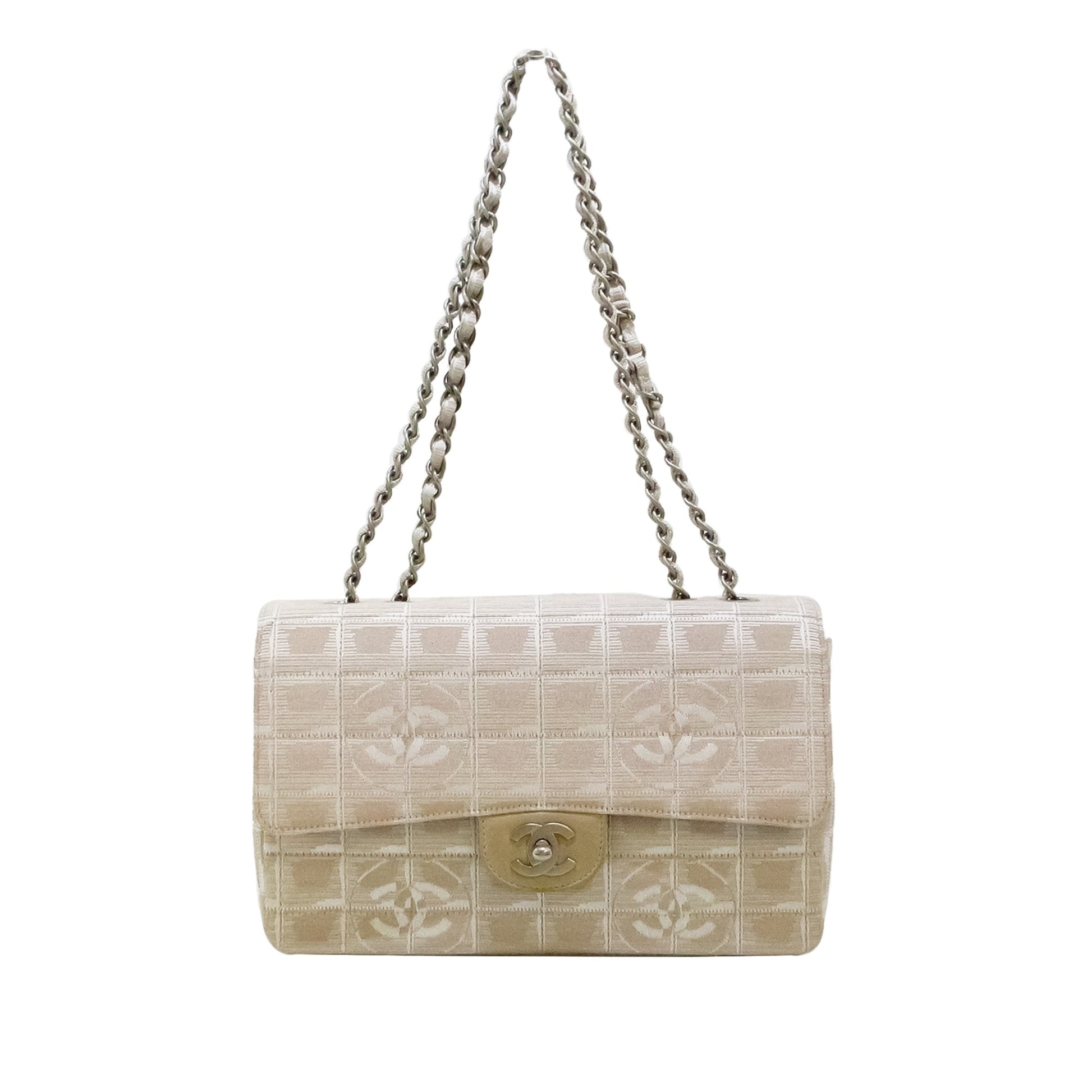 Chanel New Travel Chain Flap Handbag Nylon Brown Shoulder Bag