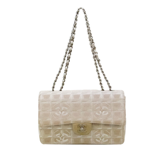 Chanel New Travel Chain Flap Handbag Nylon Brown Shoulder Bag