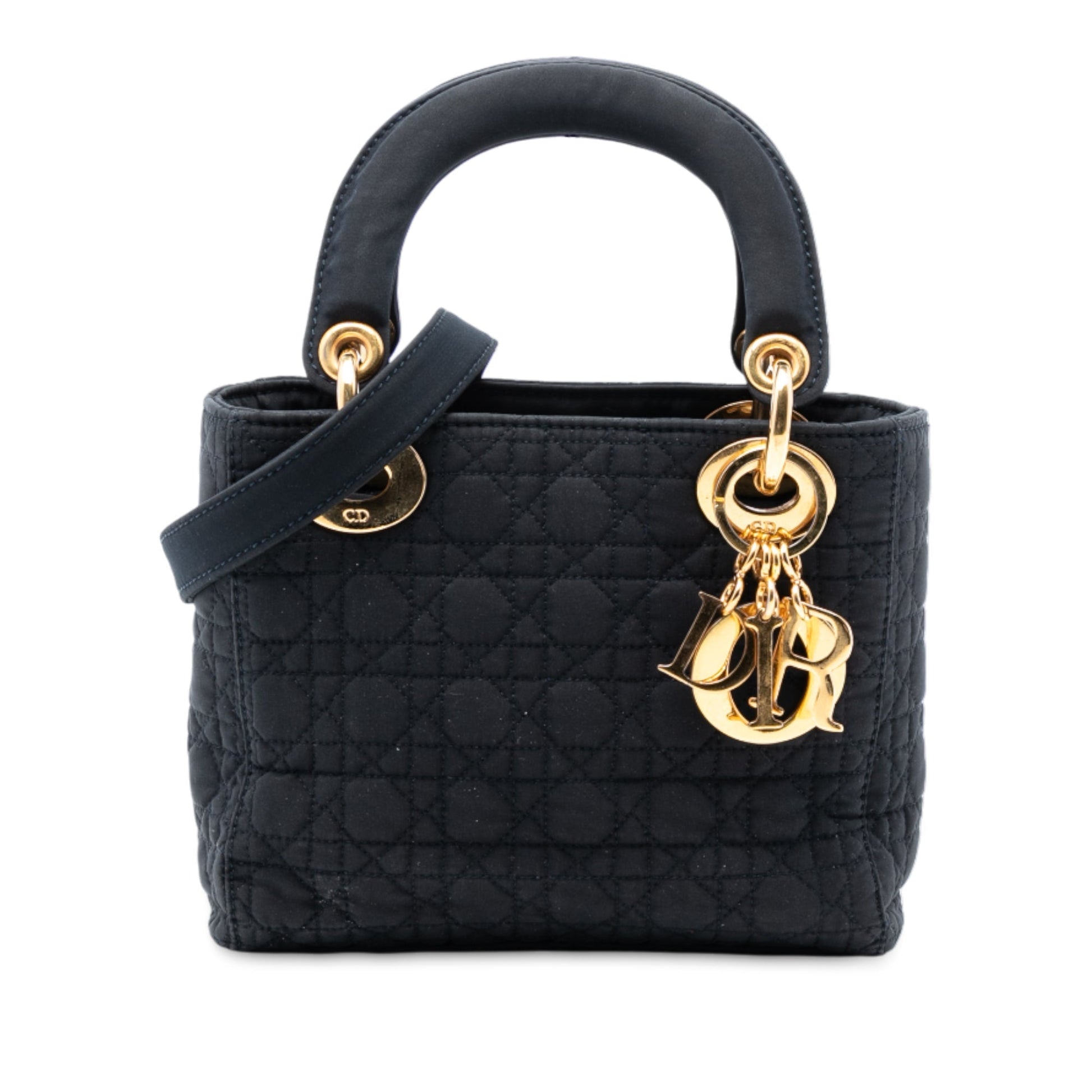 Dior Handbag Cannage Lady Satchel Nylon Black Mini Satchel Bag