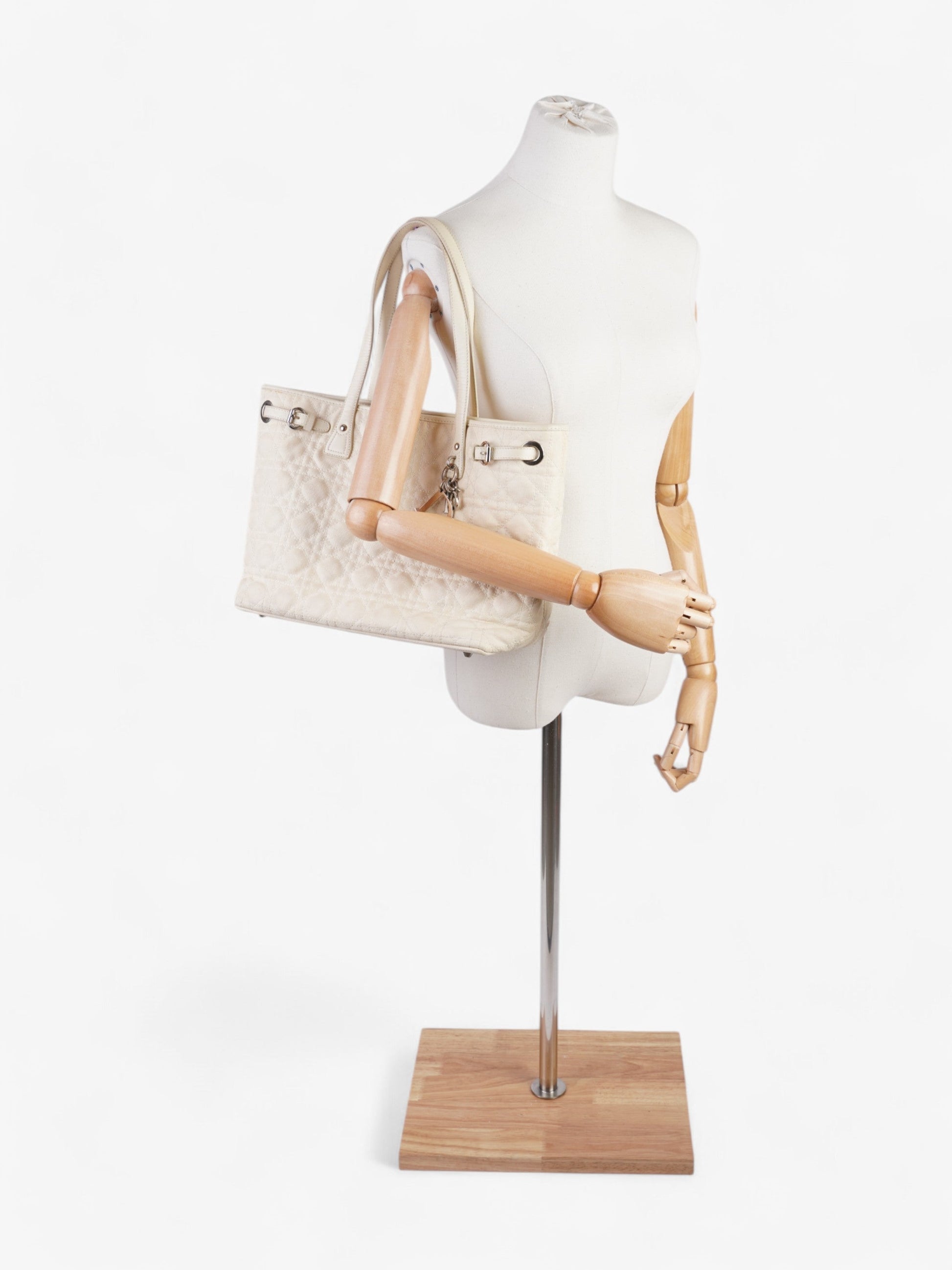 Dior Christian Panarea Tote Canvas Cream Small Shoulder Bag