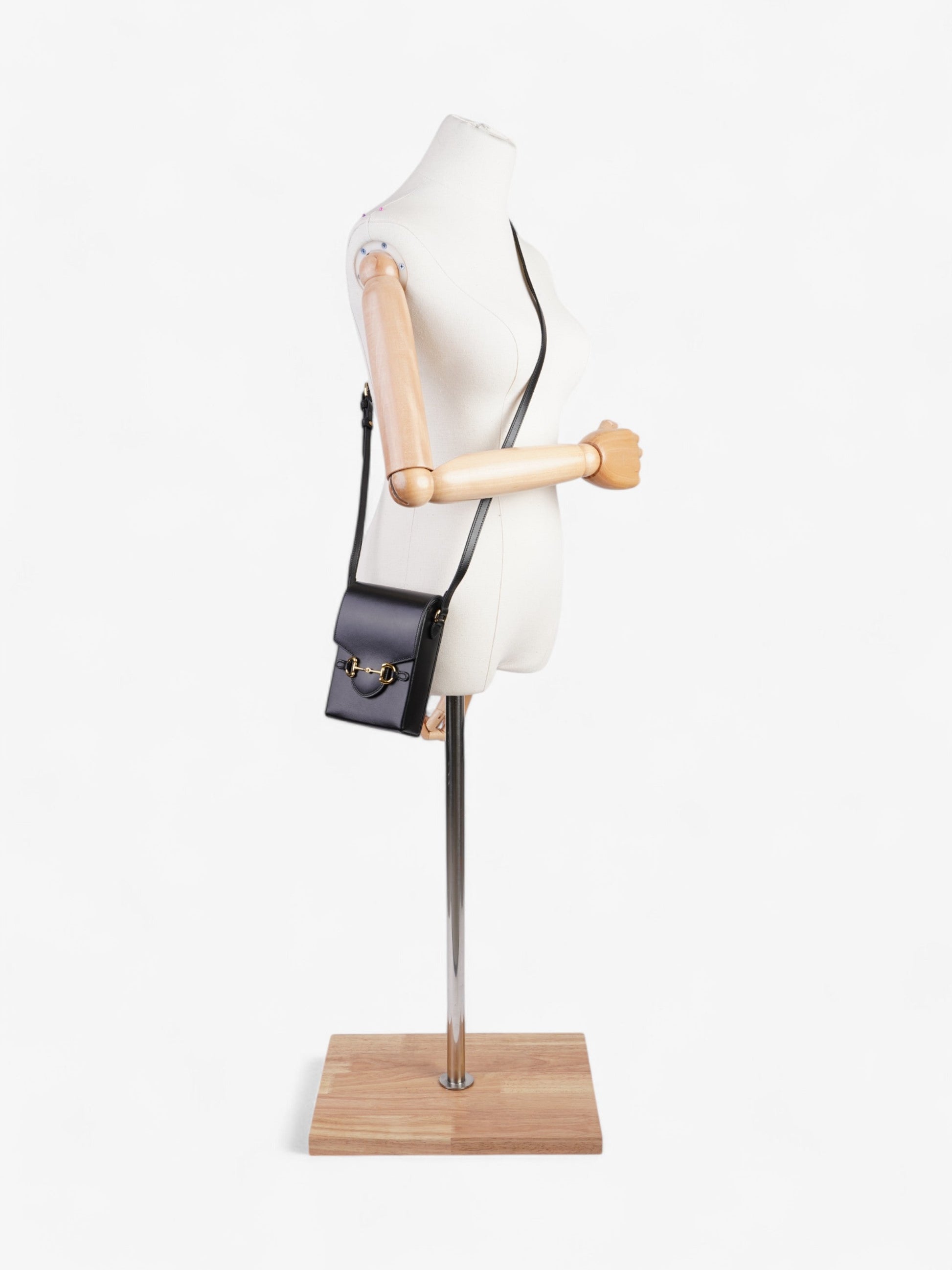 Gucci Horsebit Vertical Crossbody Leather Black Crossbody Bag