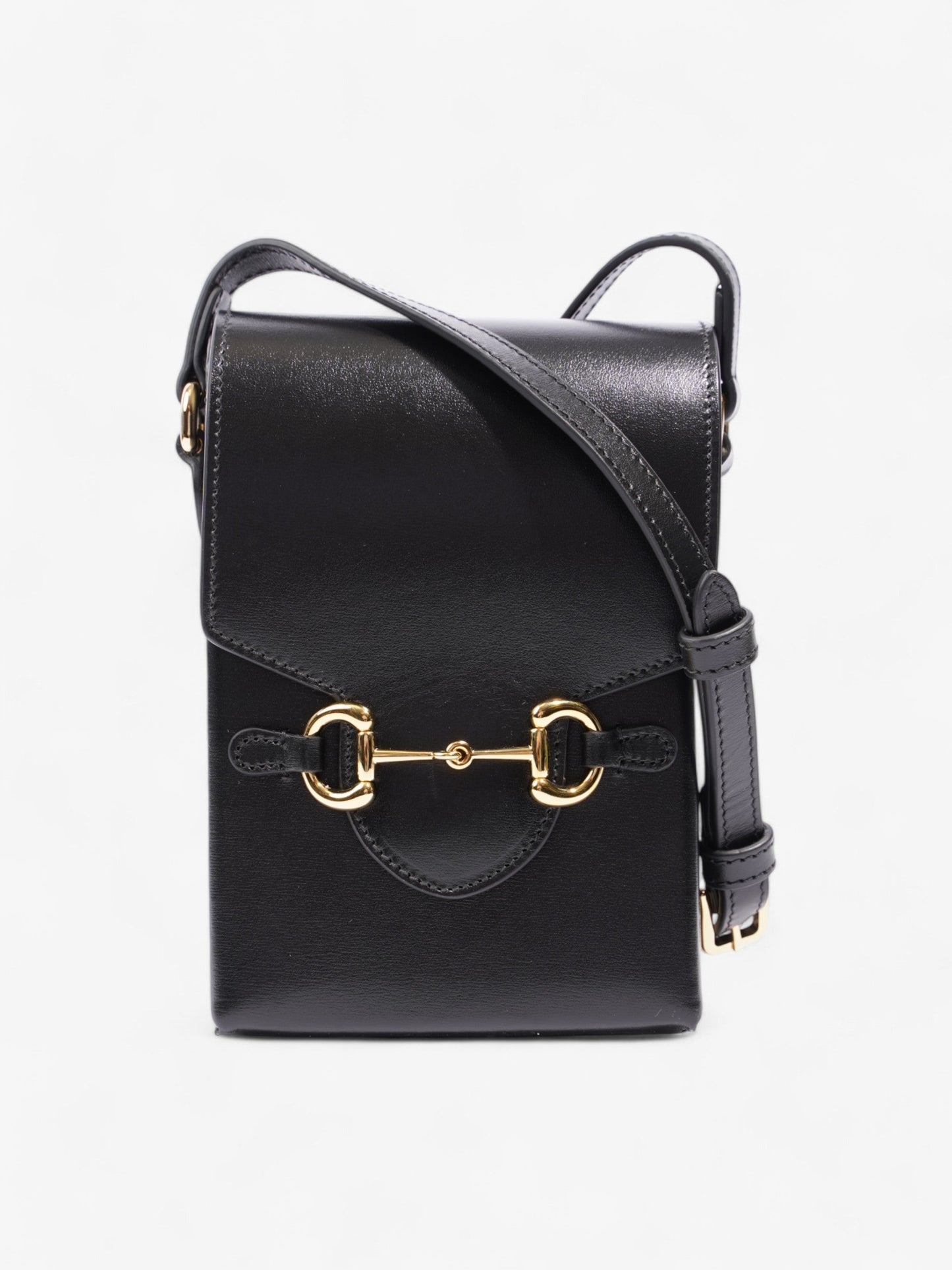 Gucci Horsebit Vertical Crossbody Leather Black Crossbody Bag