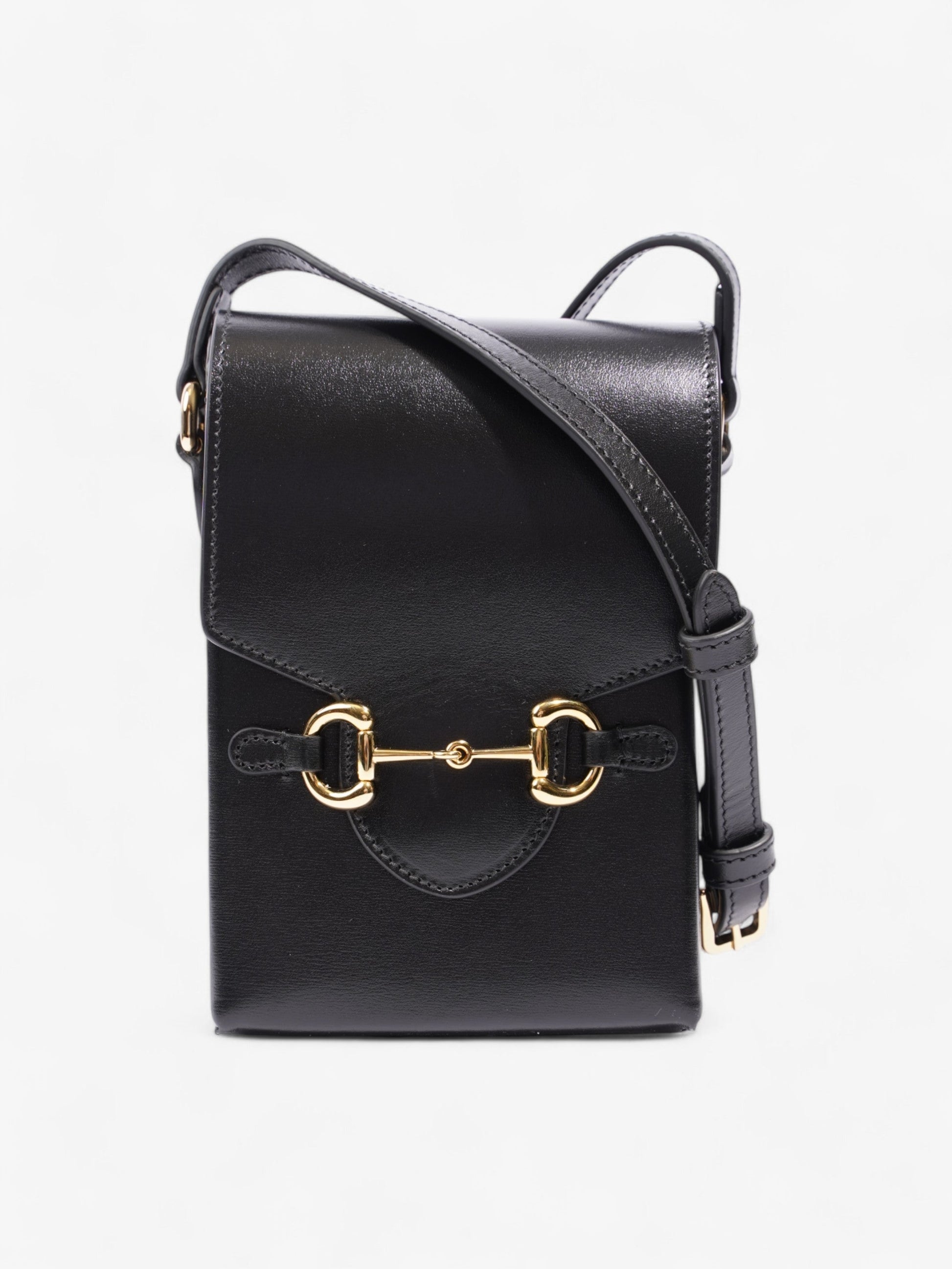 Gucci Horsebit Vertical Crossbody Leather Black Crossbody Bag