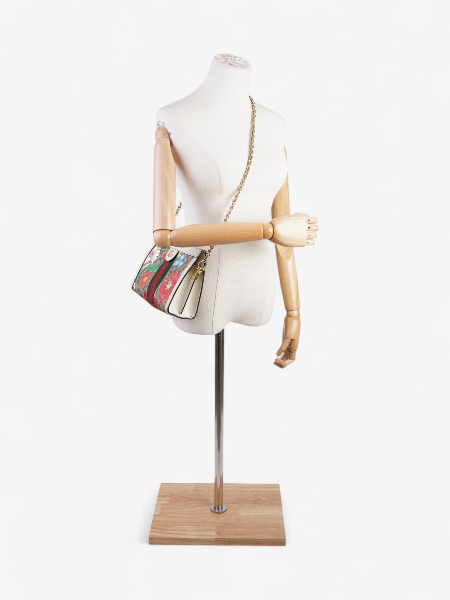 Gucci Ophidia Chain Flora Coated Crossbody Bag Canvas White