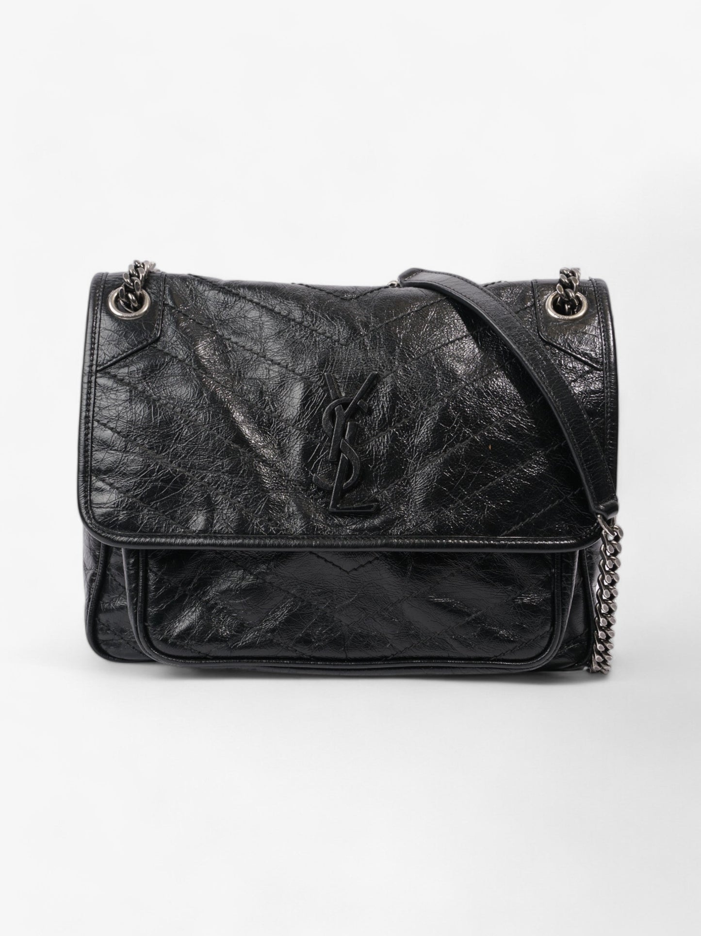 YSL Saint Laurent Niki Calfskin Crossbody Bag Leather Black Large