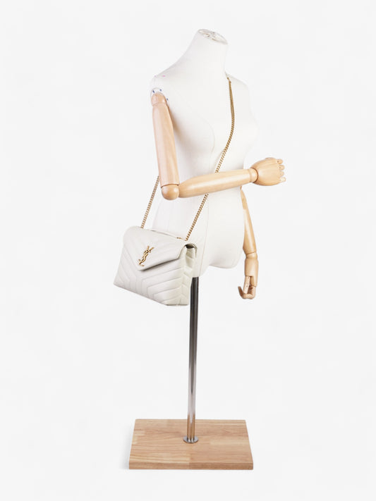 YSL Saint Laurent Lou Lou Calfskin Crossbody Bag Leather Cream Small