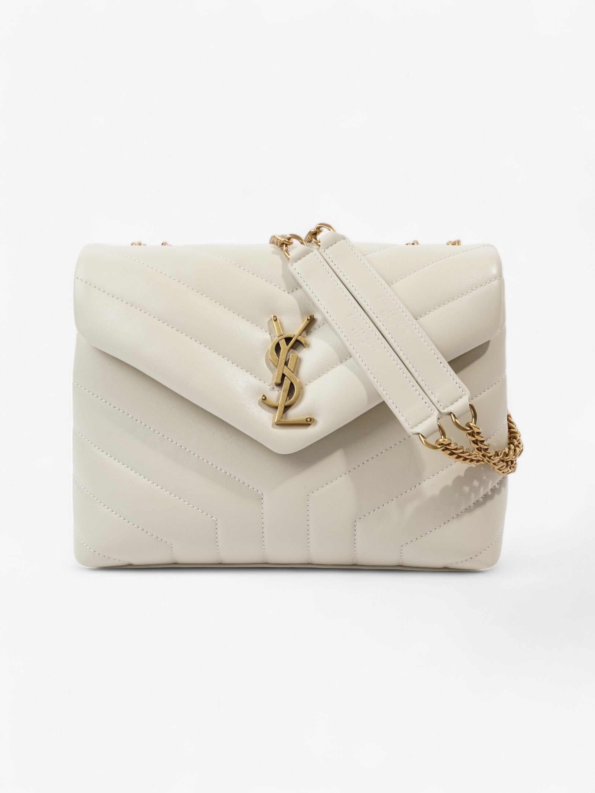 YSL Saint Laurent Lou Lou Calfskin Crossbody Bag Leather Cream Small