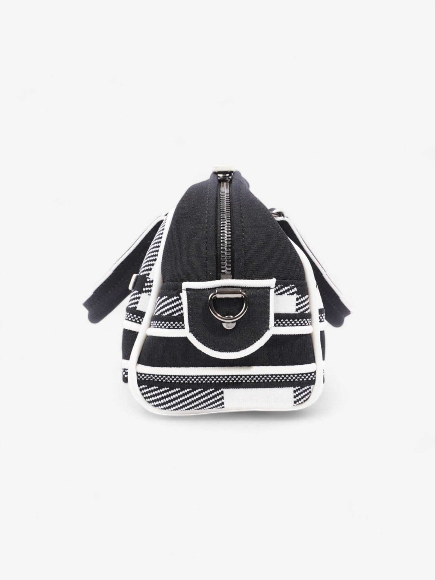 Dior Christian Vibe Bowling Bag Cloth Black White Zip Shoulder Bag