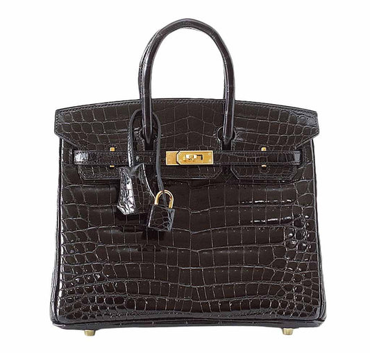 Hermes Birkin Crocodile Bag Black Travel Bag