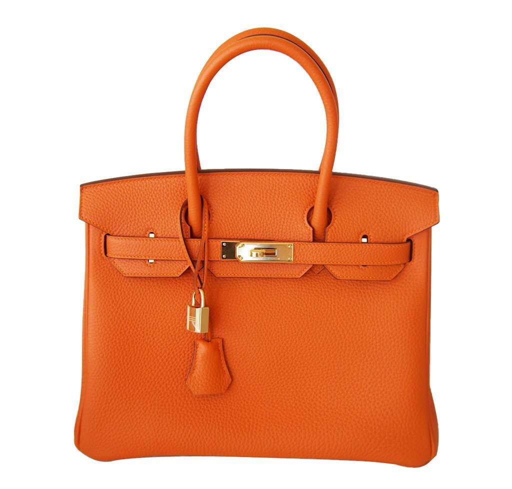 Hermes Birkin Bag Orange Togo Leather Travel Bag