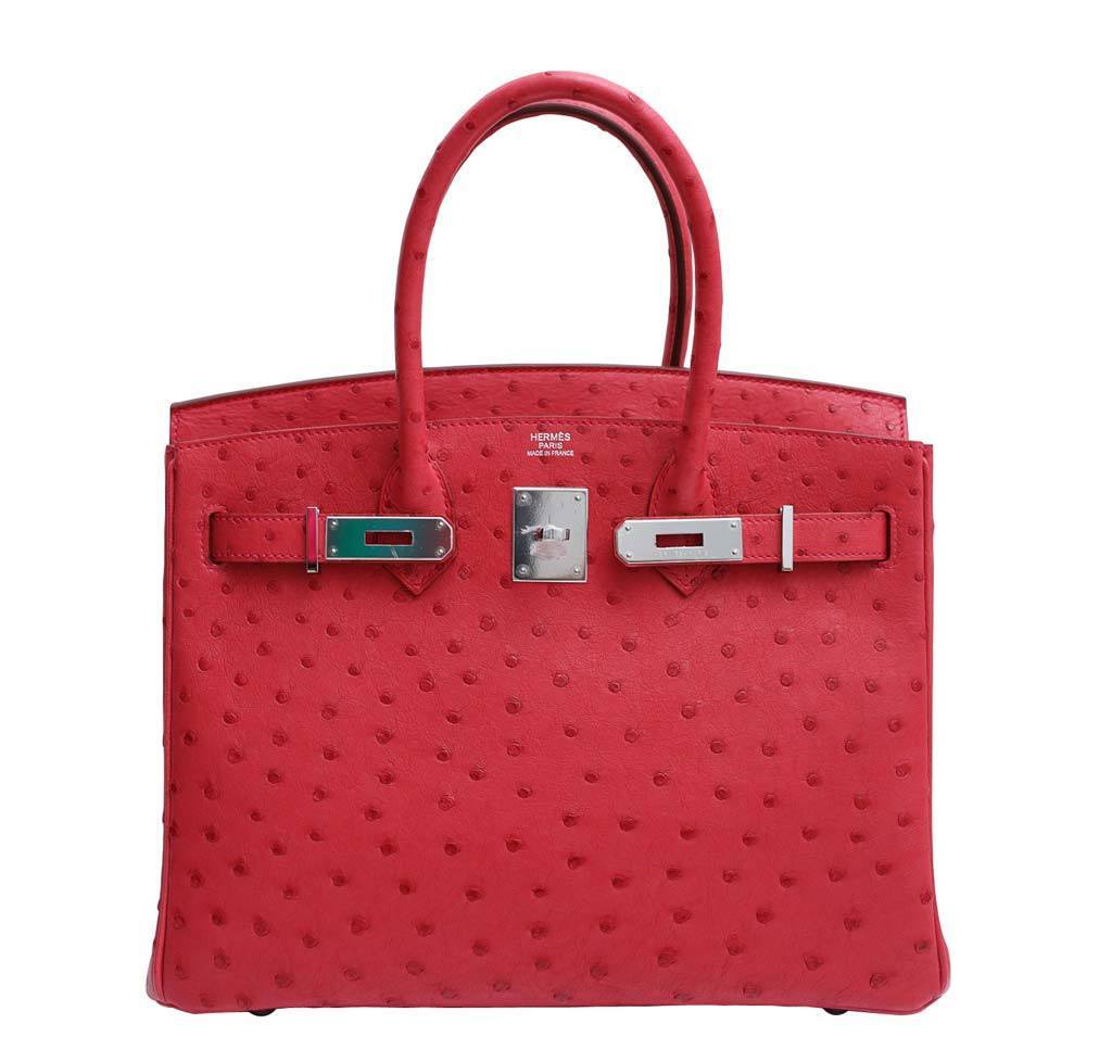 Hermes Birkin Ostrich Bougainvillea Bag Travel Bag