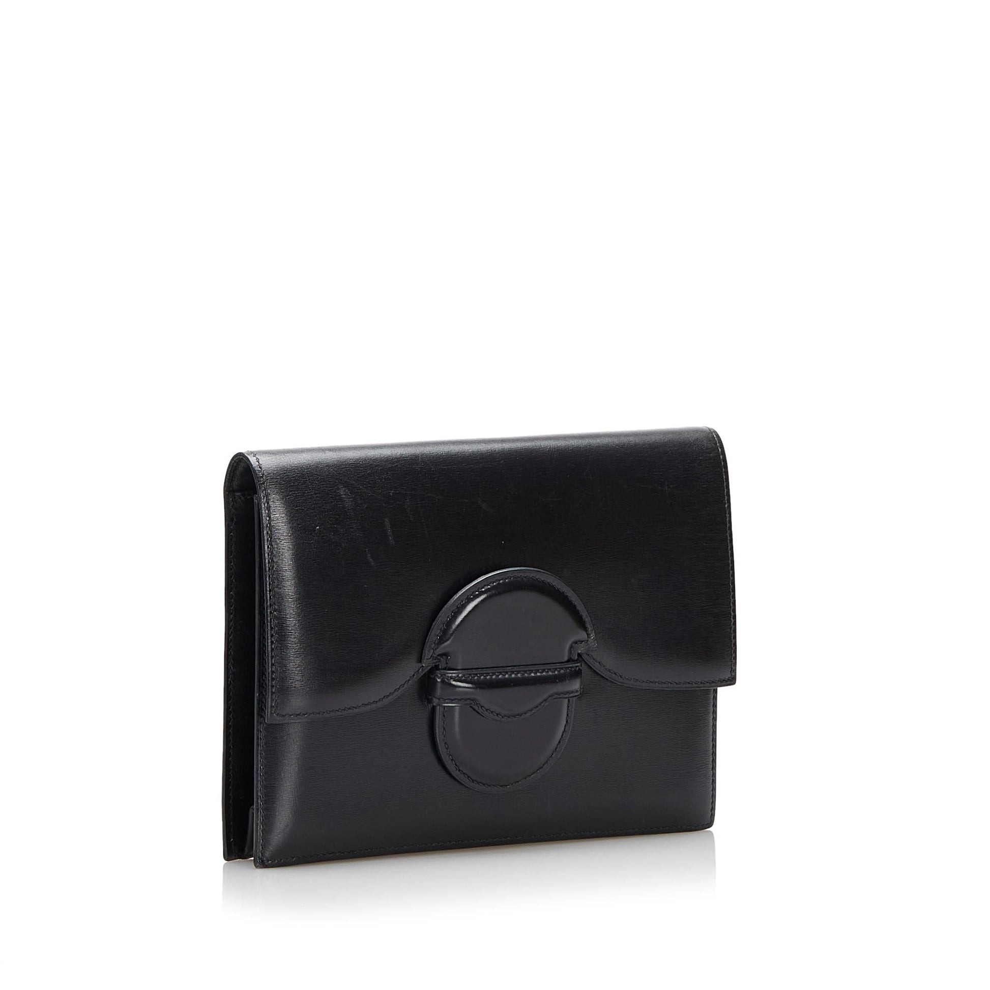 Hermes Luxury Box Calf Clutch Bag (Shg Zzytms) Leather