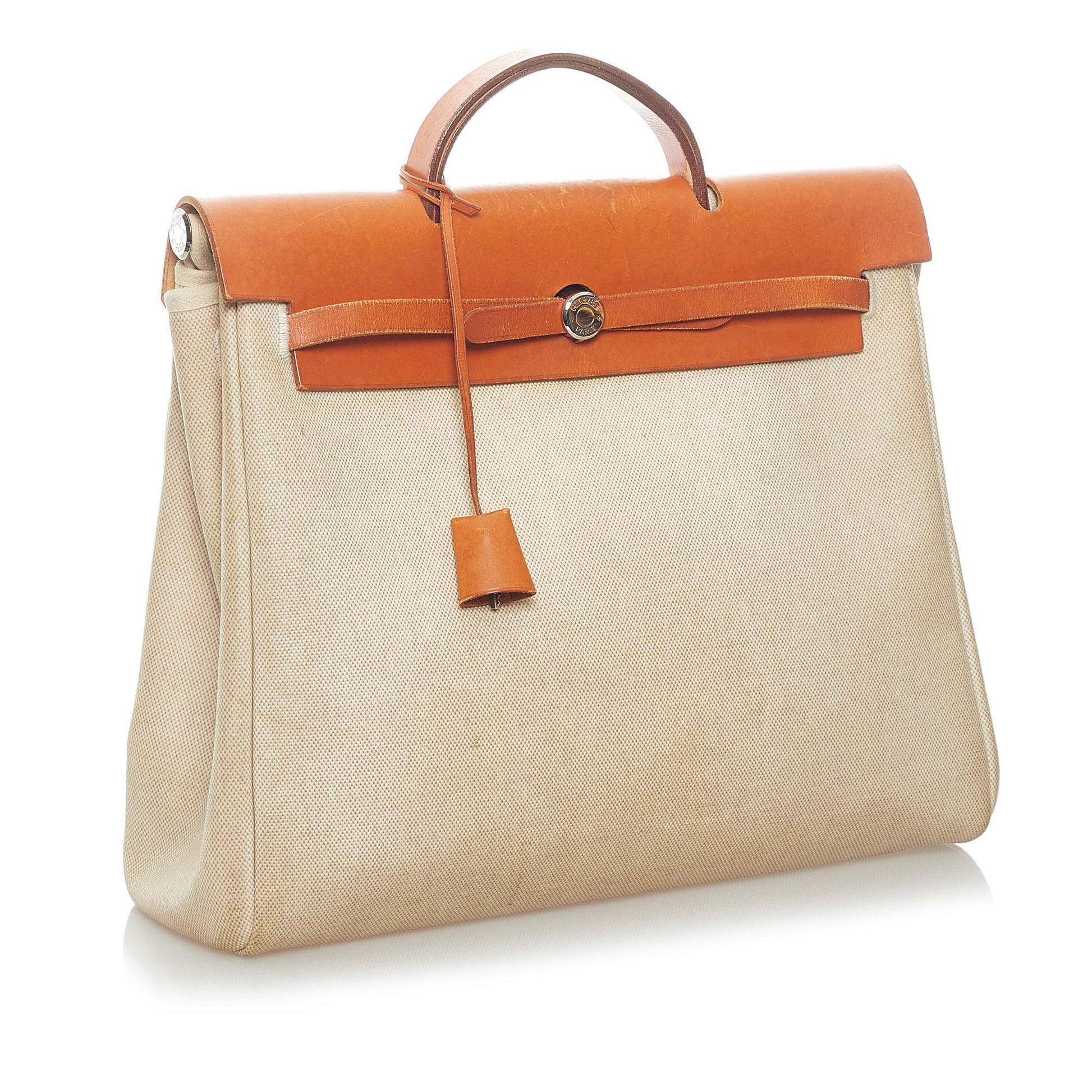 Hermes Luxury Herbag Satchel (Shg ) Canvas Travel Bag