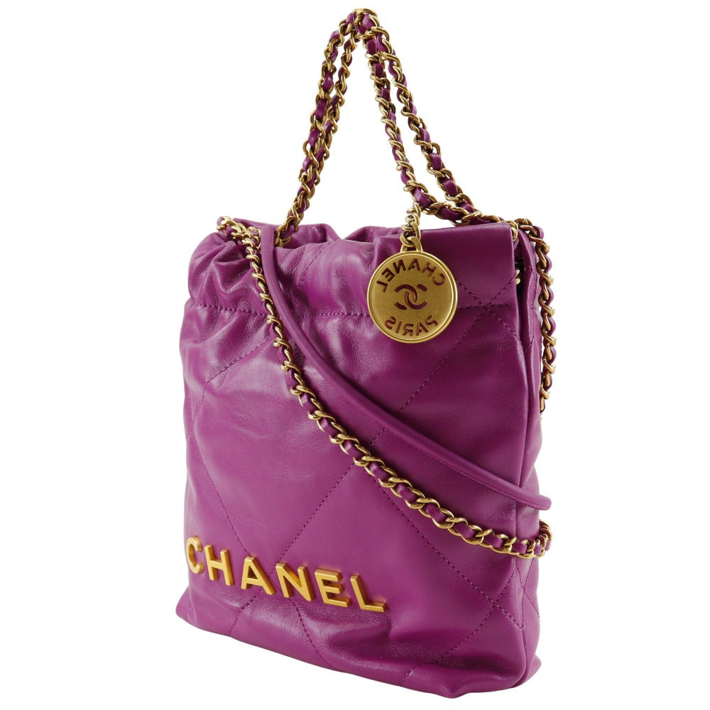 Chanel Calfskin purple 2WAY 22 Shoulder Bag