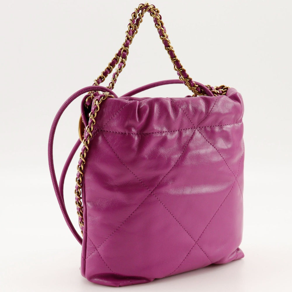 Chanel Calfskin purple 2WAY 22 Shoulder Bag