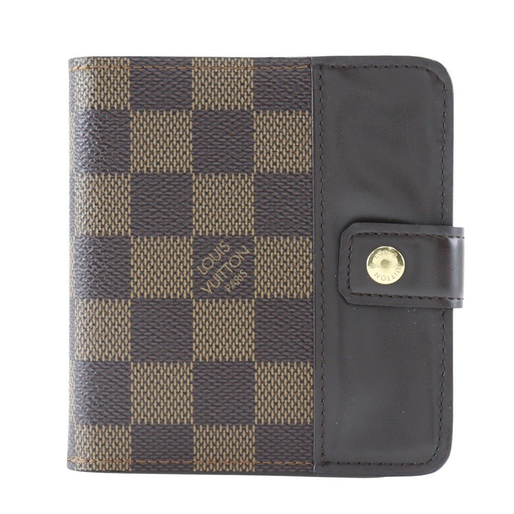 Louis Vuitton Bifold M61668 Damier Compact zip Canvas Brown Wallet Case