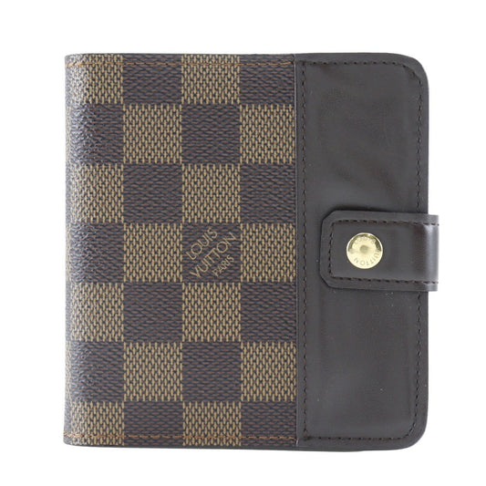 Louis Vuitton Bifold M61668 Damier Compact zip Canvas Brown Wallet Case