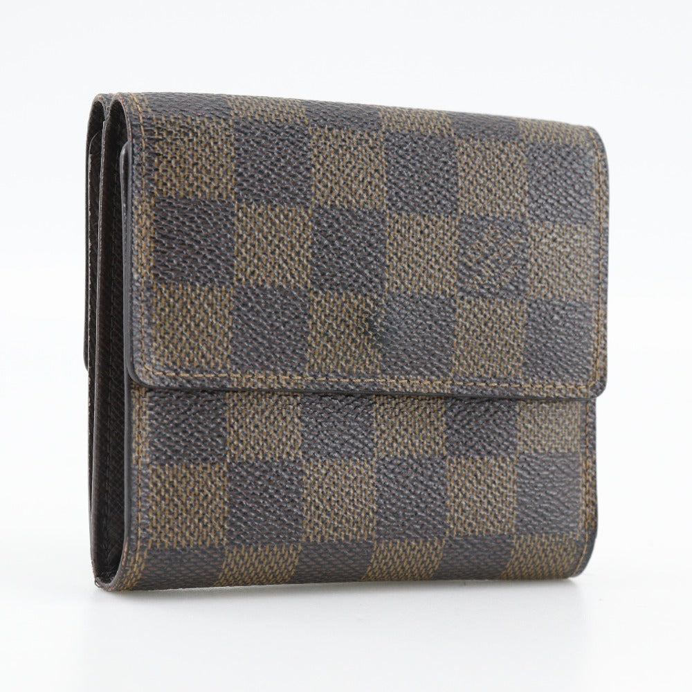 Louis Vuitton Bifold N61652 Damier W Hook Canvas Brown Wallet Case