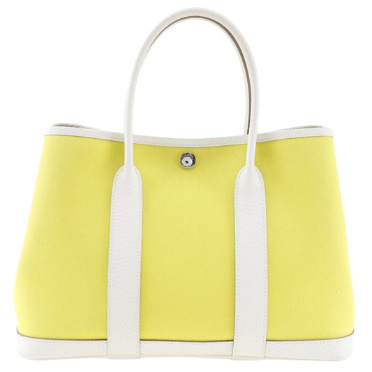 Hermes Handbag Toile Officier Country Garden Party Tpm Yellow Travel Bag