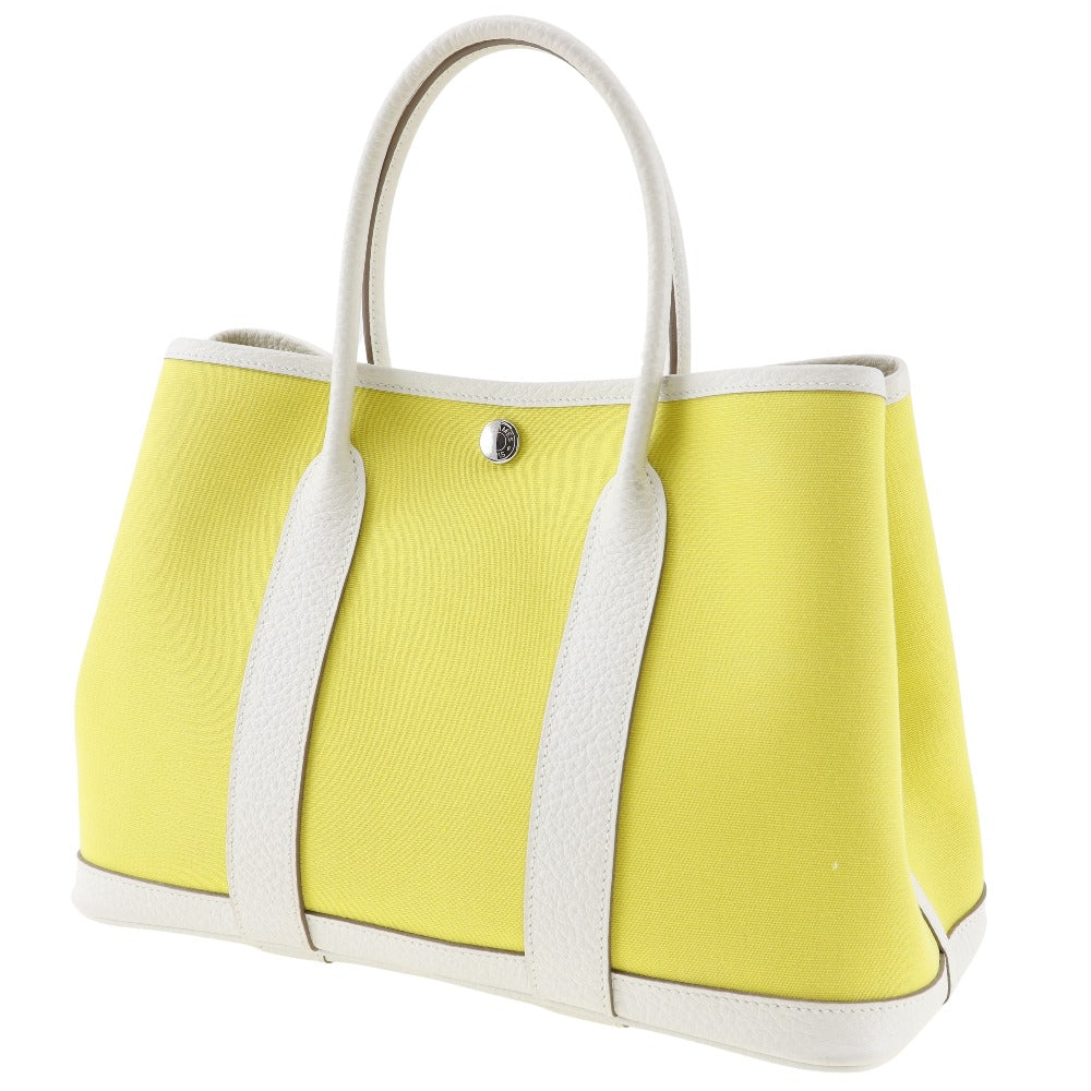 Hermes Handbag Toile Officier Country Garden Party Tpm Yellow Travel Bag