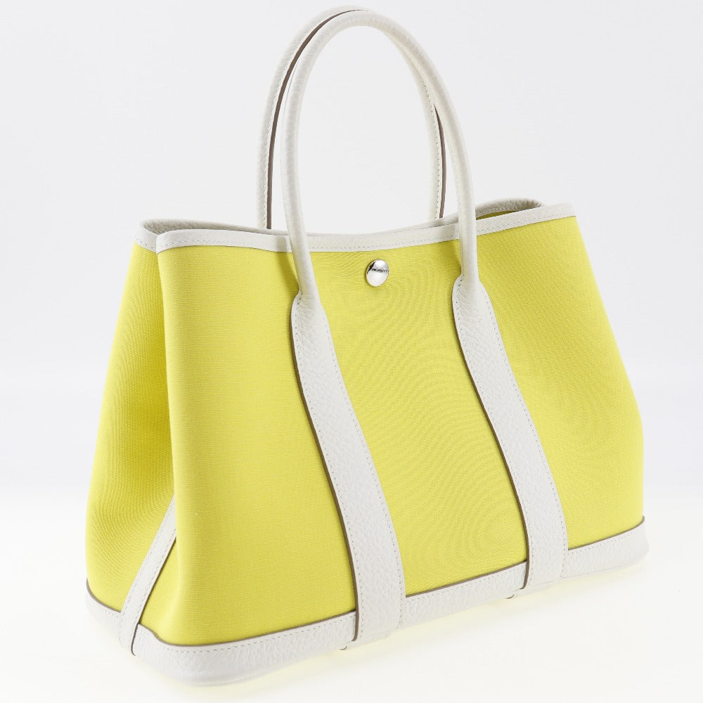 Hermes Handbag Toile Officier Country Garden Party Tpm Yellow Travel Bag