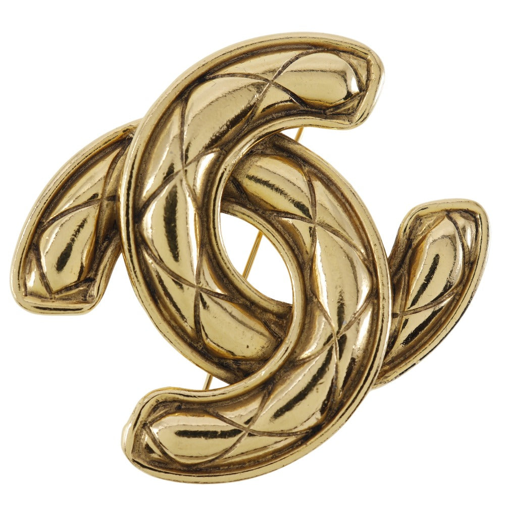 Gold Plated Coco Mark Brooch Modern