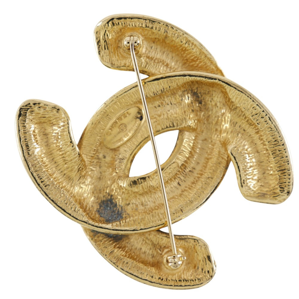 Gold Plated Coco Mark Brooch Modern