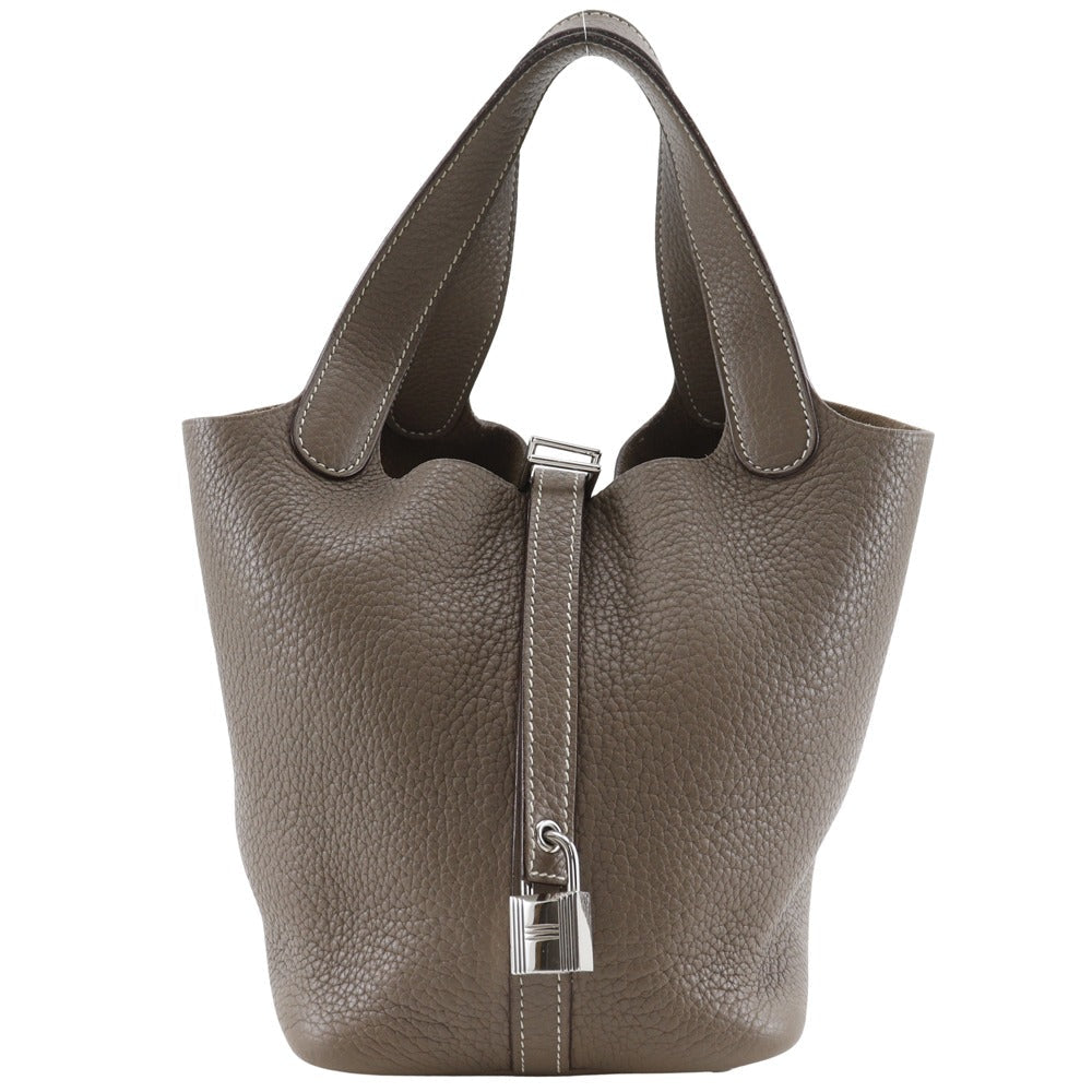 Hermes Handbag Taurillon Clemence Picotan Rock Pm Women Brown Travel Bag