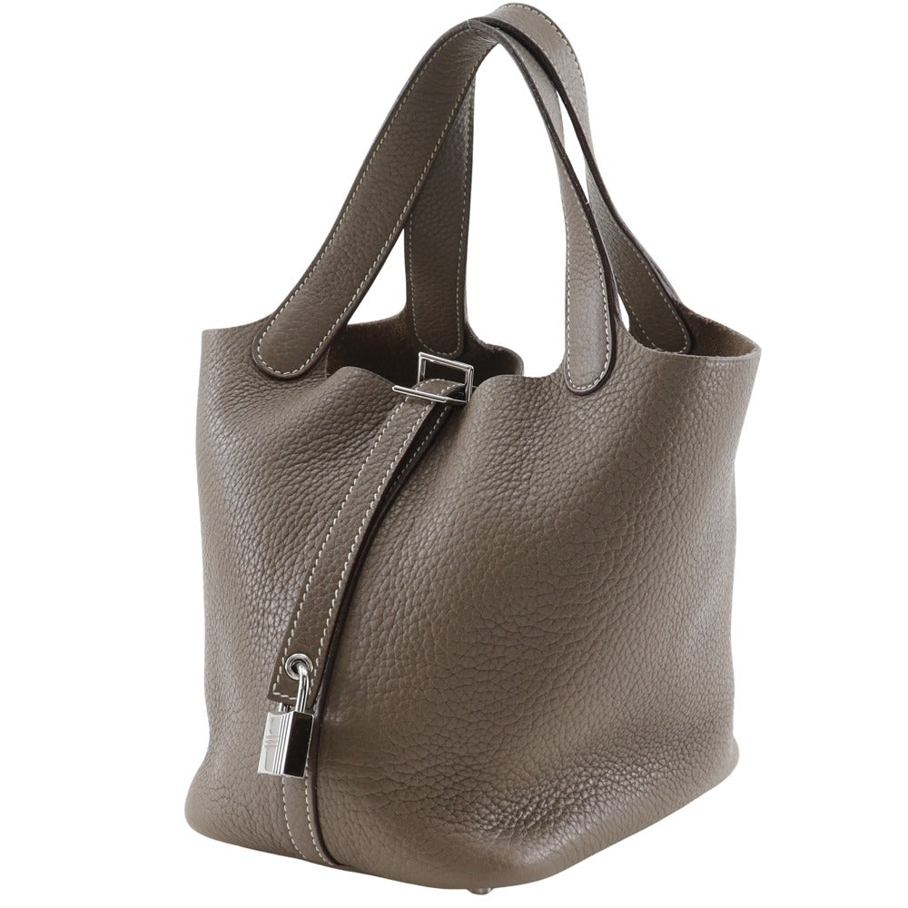Hermes Handbag Taurillon Clemence Picotan Rock Pm Women Brown Travel Bag