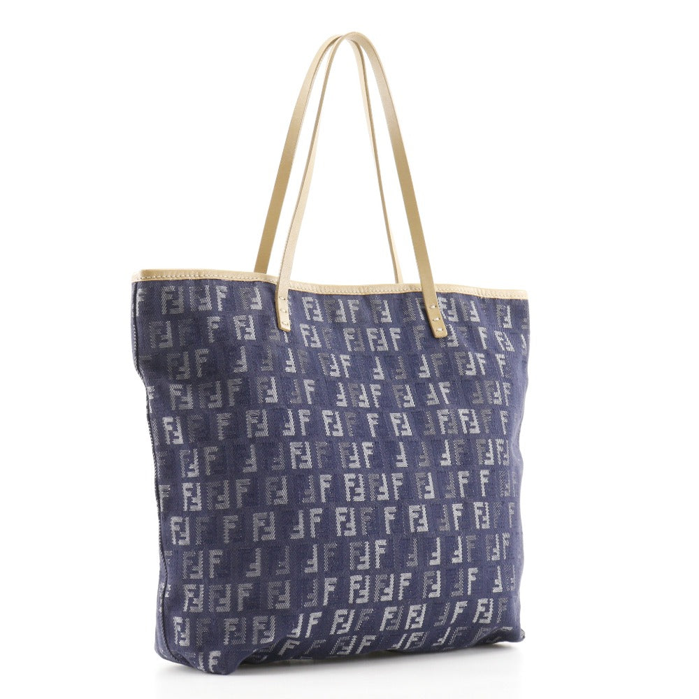 Fendi Handbag Tote Bag Zucchino Women Leather Denim Blue