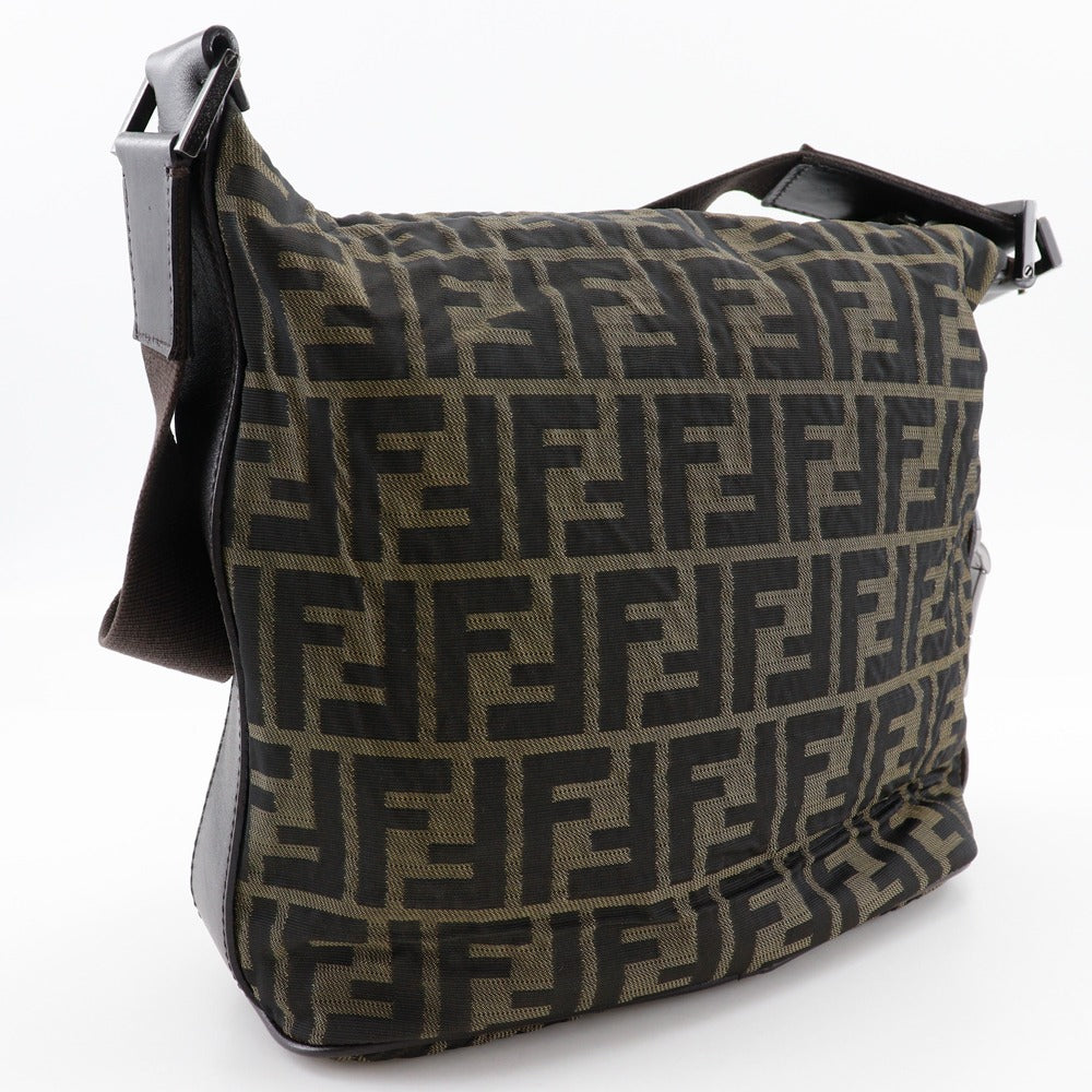 Fendi Shoulder Bag One Belt Zucca Women Canvas Nylon Brown