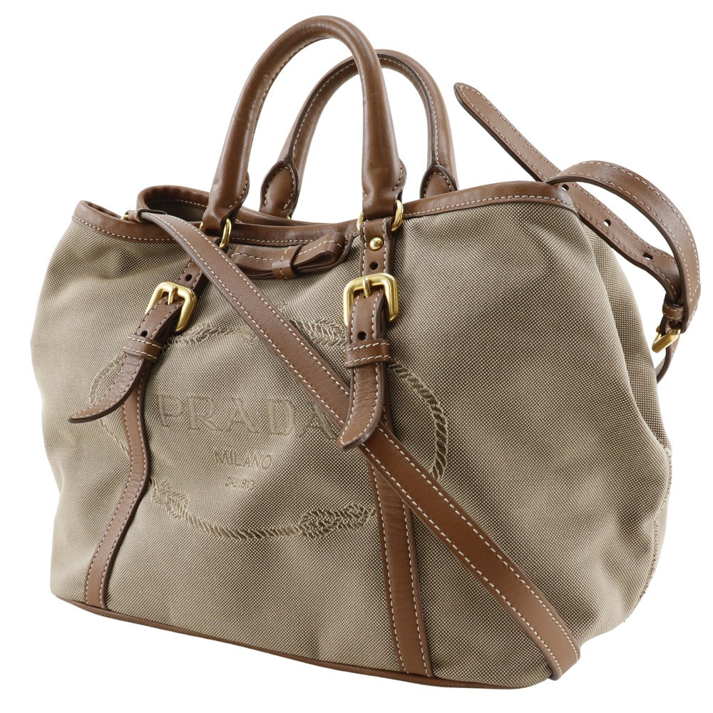 Prada Prada Logo Canvas Leather Handbag Bn1841 Travel Bag